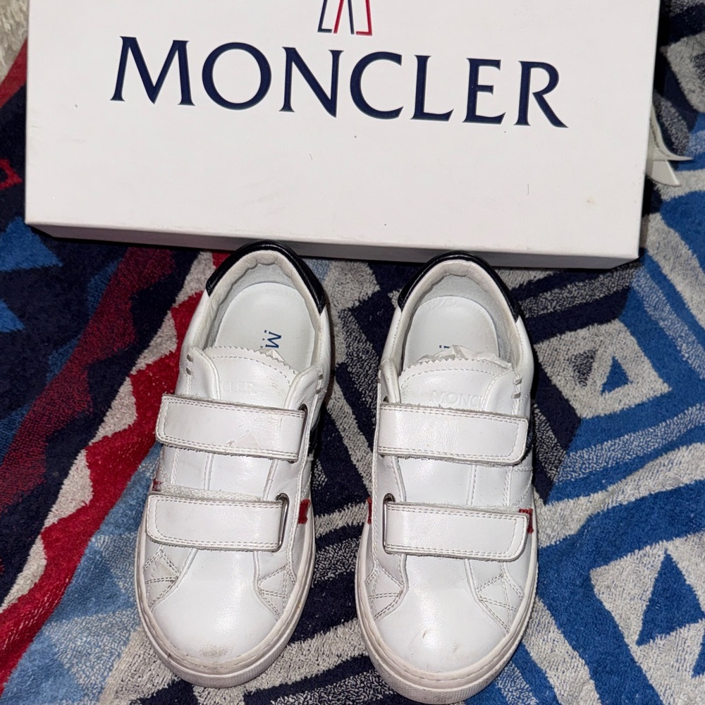 Moncler Kids White Velcro Sneakers